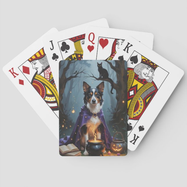 Jeu De Cartes Kelpie Chien australien Peinture d'Halloween lunai (dos)