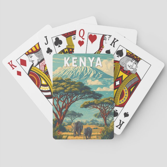 Jeu De Cartes Kenya Illustration Travel Art Vintage (dos)