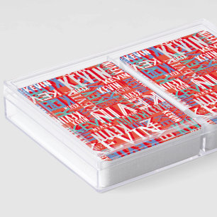 Jeu De Cartes Kevin Nom personnalisé Couleur rouge moderne répét