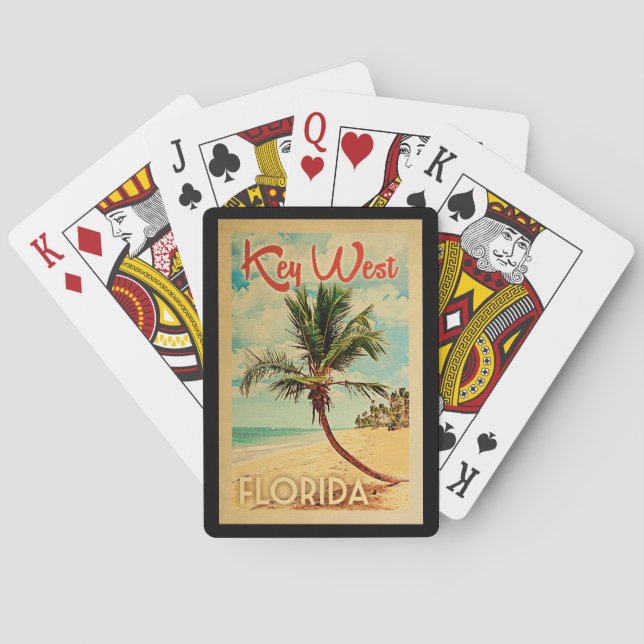 Jeu De Cartes Key West Florida Palm Tree Beach Vintage voyage (dos)