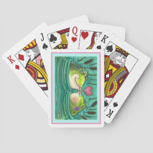 JEU DE CARTES KISSING FROGS COLORÉ & CUTE POND ROMANCE, AMUSANT