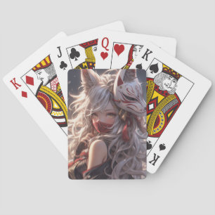 Jeu De Cartes Kitsune Fox Masque Samurai fille Japonaise