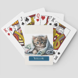 Jeu De Cartes Kitten adorable dans la serviette bleue Personnali