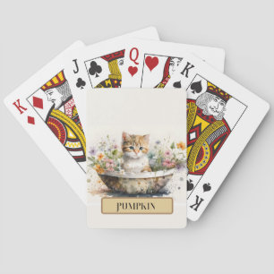 Jeu De Cartes Kitten adorable en bol avec fleurs, Personnaliser