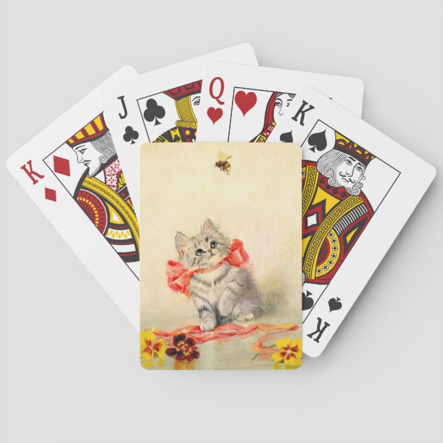 Jeu De Cartes Kitten avec ruban rouge (dos)