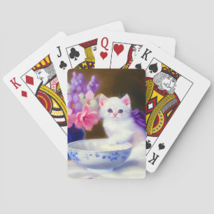Jeu De Cartes Kitten blanc vintage avec ruban violet