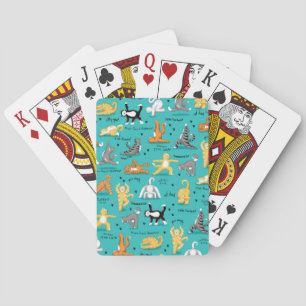 Jeu De Cartes Kitty Chat Yoga Poses Turquoise bleu jaune