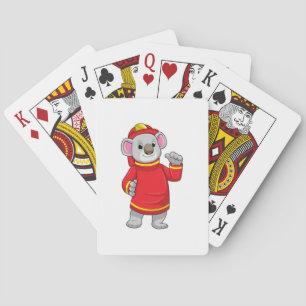 Jeu De Cartes Koala as Firefighter with Helmet