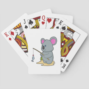 Jeu De Cartes Koala en Fisher avec la canne à pêche et le poisso