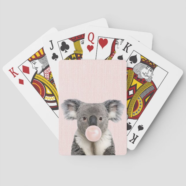 Jeu De Cartes Koala soufflant un chewing-gum rose  (dos)