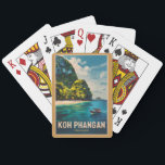 Jeu De Cartes Koh Phangan Thaïlande Travel Art Vintage<br><div class="desc">Koh Phangan design de déplacement vectoriel rétro. Ko Pha-ngan est une île du Golfe de Thaïlande dans la province de Surat Thani,  dans le sud de la Thaïlande.</div>