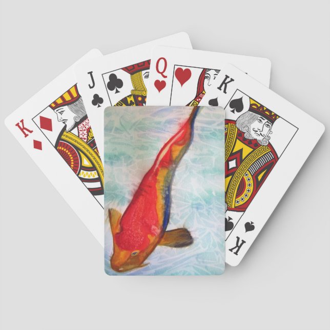 Jeu De Cartes Kohaku Koi poisson japonais aquarelle art (dos)
