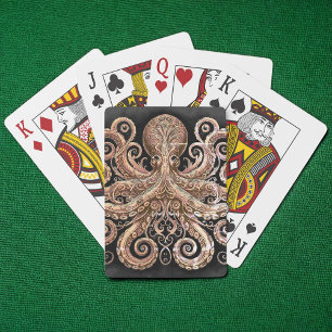 Jeu De Cartes Kraken Steampunk Octopus Ornate Gold Noir