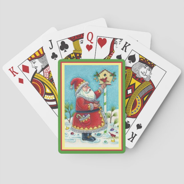 JEU DE CARTES KRIS KRINGLE ALIMENTER LES OISEAUX REDBIRÉS, NOËL  (dos)