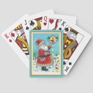 JEU DE CARTES KRIS KRINGLE ALIMENTER LES OISEAUX REDBIRÉS, NOËL 