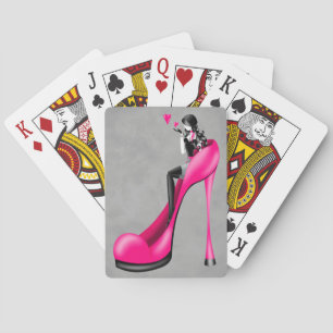 Jeu De Cartes La Dame branchée à Stiletto Rose Jouer Cartes