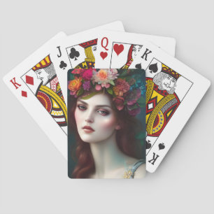 Jeu De Cartes La déesse de l'amour Portrait de fleur étonnant