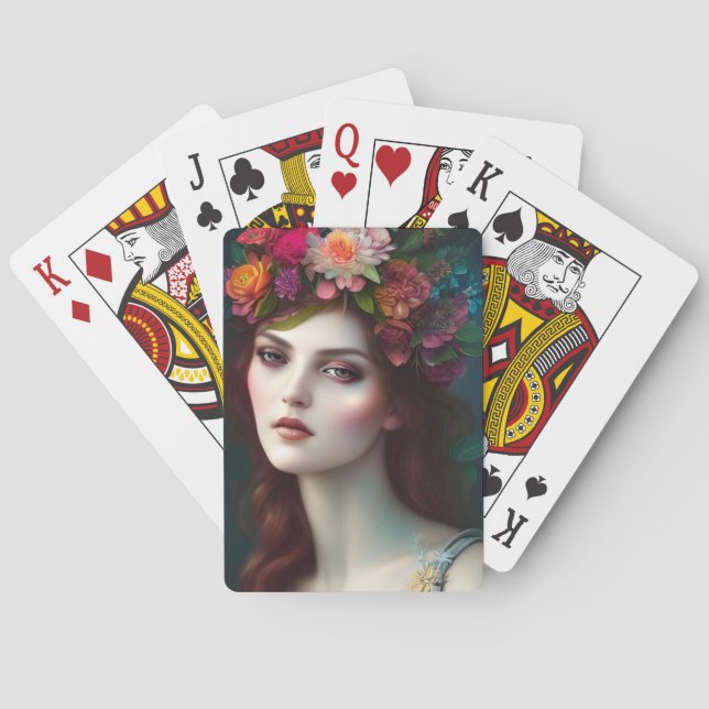 Jeu De Cartes La déesse de l'amour Portrait de fleur étonnant (dos)