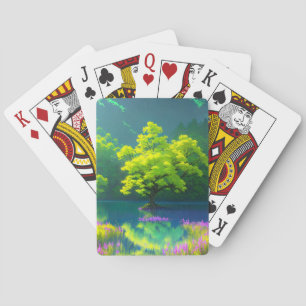 Jeu De Cartes La délicate réflexion de l'arbre vert