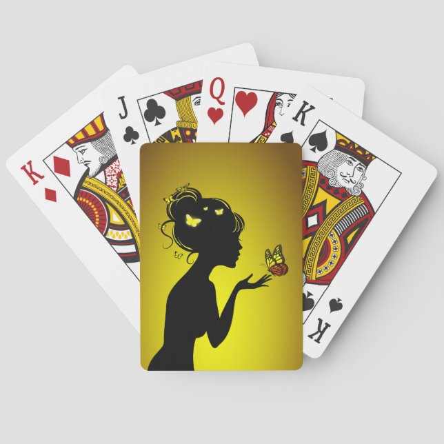 Jeu De Cartes La femme papillons jaunes (dos)
