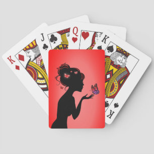 Jeu De Cartes La femme papillons rouges
