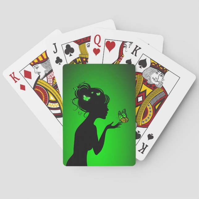Jeu De Cartes La femme papillons verts (dos)