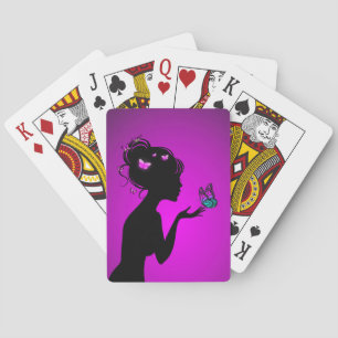 Jeu De Cartes La femme papillons violets