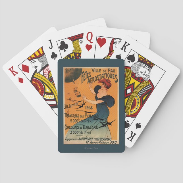 Jeu De Cartes La femme Rouge-Dirigée attend l'affiche d'oiseaux (dos)