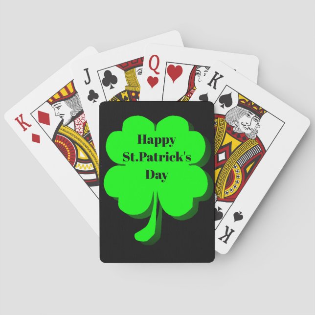 JEU DE CARTES LA FÊTE DE LA SAINT-PATRICK TRÈFLE CHANCEUX  (dos)