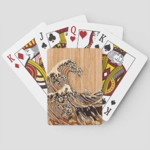 Jeu De Cartes La Grande Vague Hokusai Bamboo Bois Grain