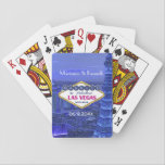 Jeu De Cartes La Loi de Las Vegas<br><div class="desc">Fun wedding keepsake poists to commemorate your Las Vegas Wedding. Background est une bande dessinée de Las Vegas city in blue to violet tones with text and famous sign announcing your nuptials in Nevada. Customize Bride and Groom name area and wedding date.</div>