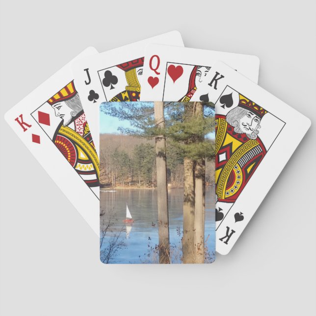 Jeu De Cartes La navigation sur glace sur le lac. — (dos)