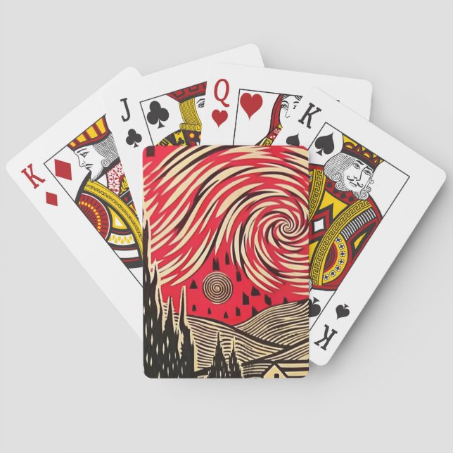 Jeu De Cartes La nuit étoilée dans le style d'illusion optique B (dos)