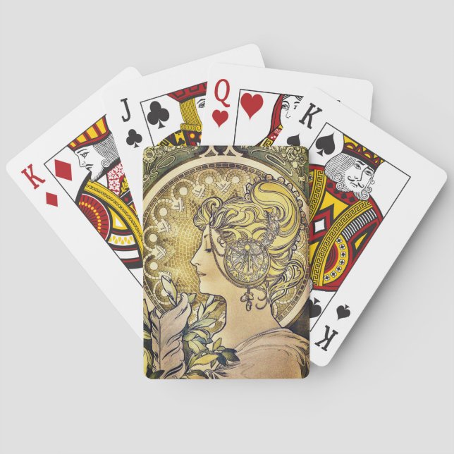 Jeu De Cartes La Plume Fille Peinture par Alphonse Mucha (dos)