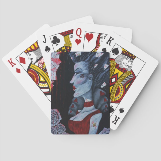Jeu De Cartes La Reine rouge de l'art d'imaginaire du pays des (dos)