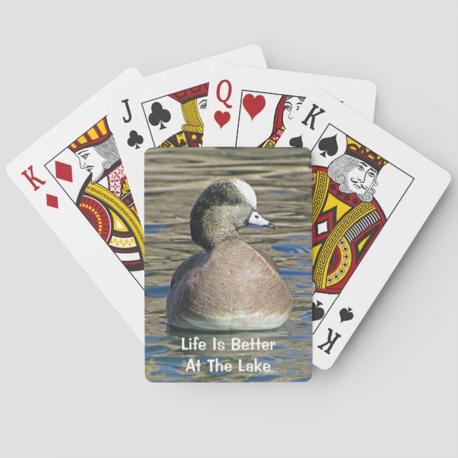 Jeu De Cartes La Vie Est Mieux Le Lac Américain Wigeon Wild Bird (dos)