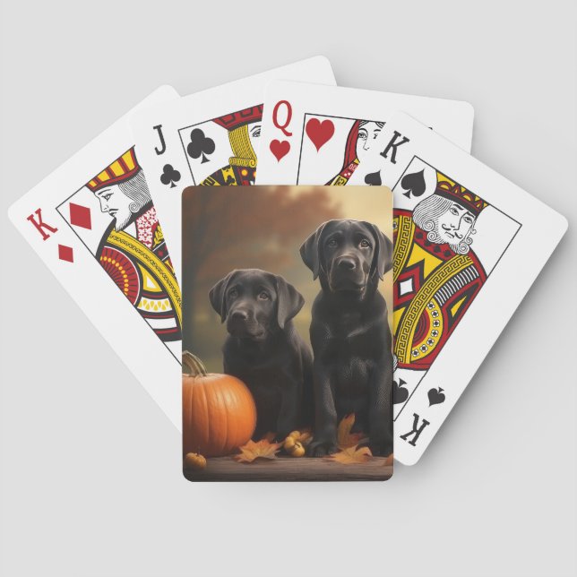 Jeu De Cartes Labrador Chiot Automne Citrouille de plaisir (dos)