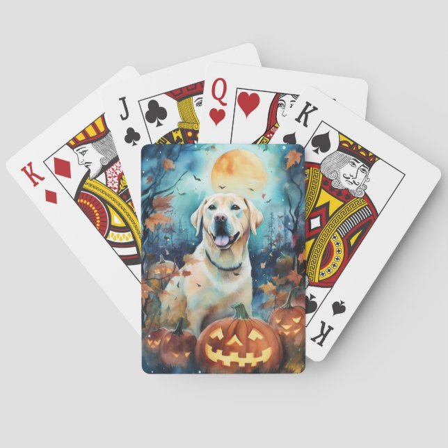 Jeu De Cartes Labrador Halloween avec la peur Citrouille (dos)