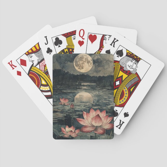 Jeu De Cartes Lac de lotus au clair de lune (4) (dos)