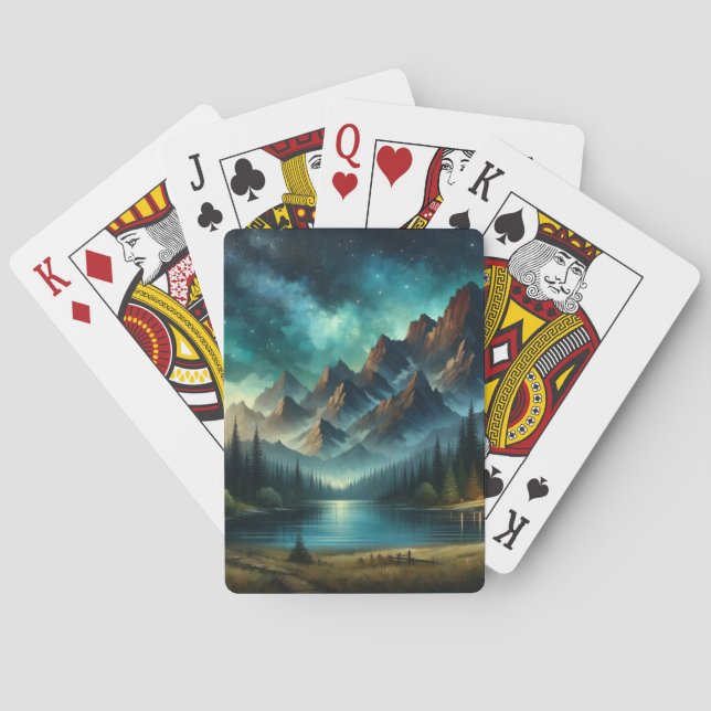 Jeu De Cartes Lac Mountain/cabine sous les étoiles (dos)
