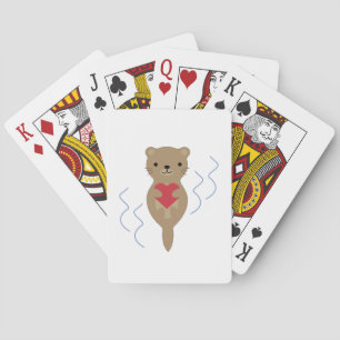 Jeu De Cartes L'adorable Otter qui embrasse un coeur