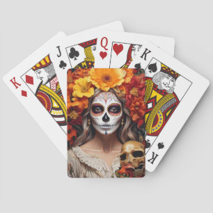 Jeu De Cartes Lady, crâne à sucre classique Jouer des cartes