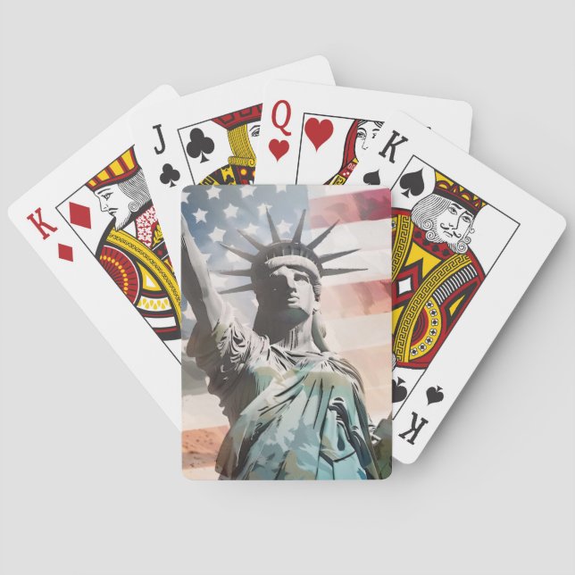 Jeu De Cartes Lady Liberty et le drapeau américain (dos)