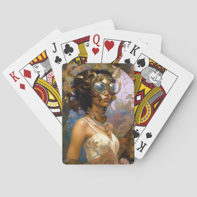Jeu De Cartes Lady Portant des lunettes Imaginaire noir Sci-Fi (dos)