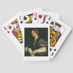 Jeu De Cartes Lady with Book of Verse by Petrarch, c.1514 (oil o