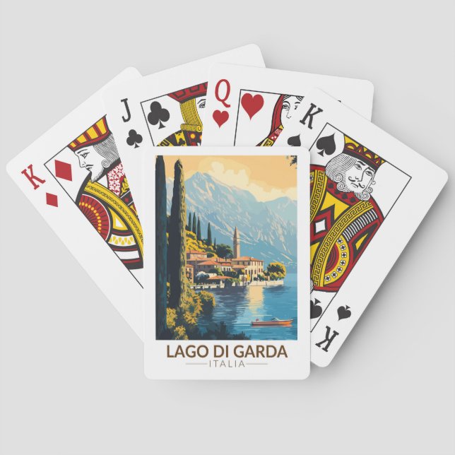 Jeu De Cartes Lago di Garda Italia Travel Art Vintage (dos)