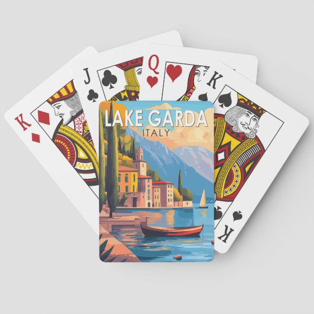 Jeu De Cartes Lake Garda Italie Travel Art Vintage (dos)