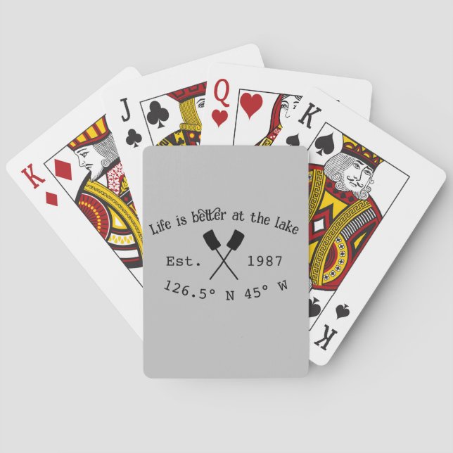 Jeu De Cartes Lake house et. Date année coordonnées personnalisé (dos)
