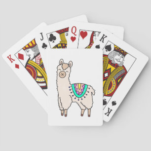 Jeu De Cartes lama alpaga de dessin animé souriant et heureux