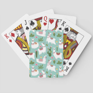 Jeu De Cartes Lamas mignons sur le motif turquoise